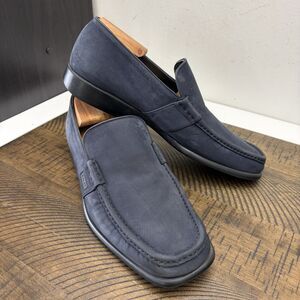 BALLY Swiss Men Loafers Size US 10D EU 3E Blue Suede Classic Dress Casual